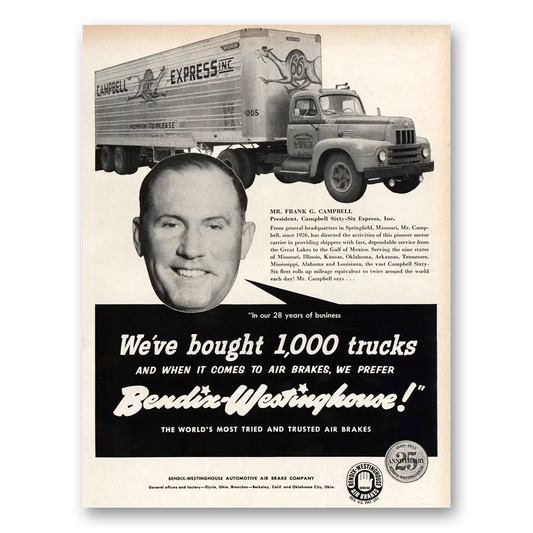 1955 Bendix Westinghouse Air Brakes Campbell Sixty Six Express Vintage Magazine Print Ad