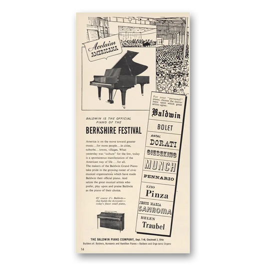 1955 Berkshire Festival Acclaim Americana Vintage Magazine Print Ad