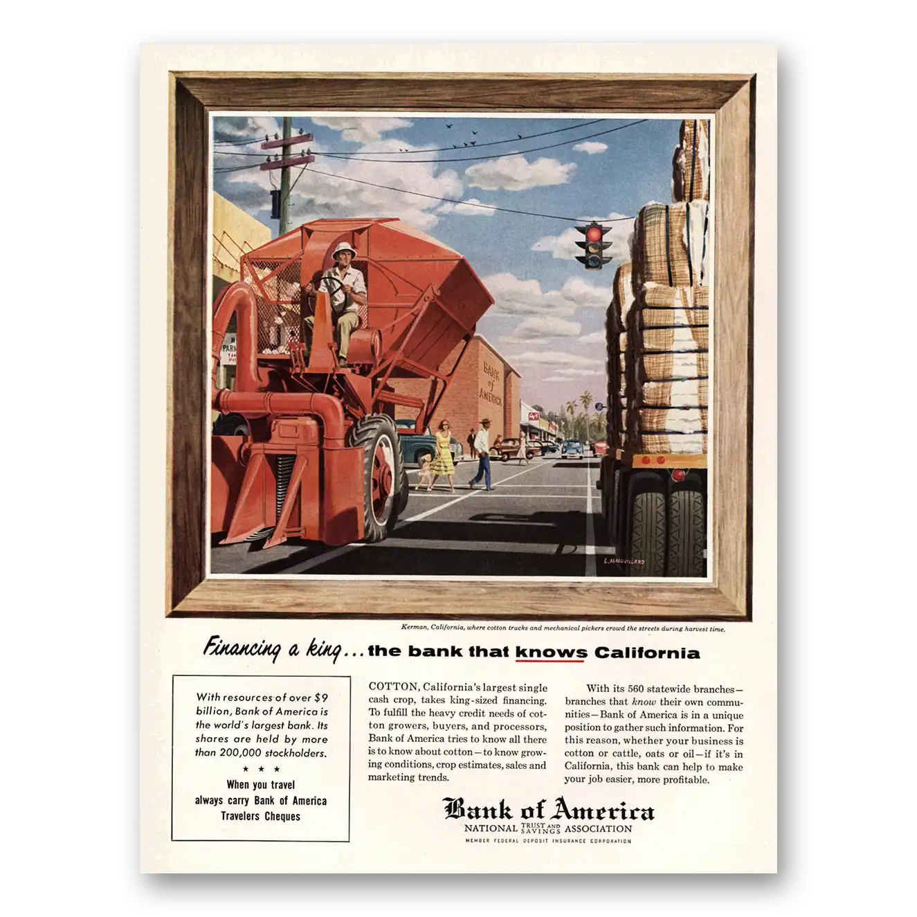 1955 Bank of America Kerman California Vintage Magazine Print Ad