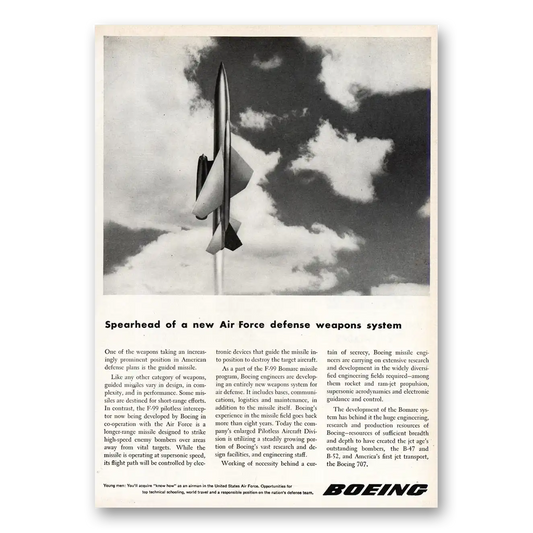 1955 Boeing Spearhead of New Air Force Vintage Magazine Print Ad