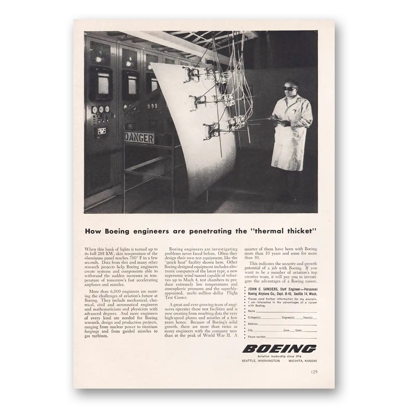 1955 Boeing Penetrating Thermal Thicket Vintage Magazine Print Ad