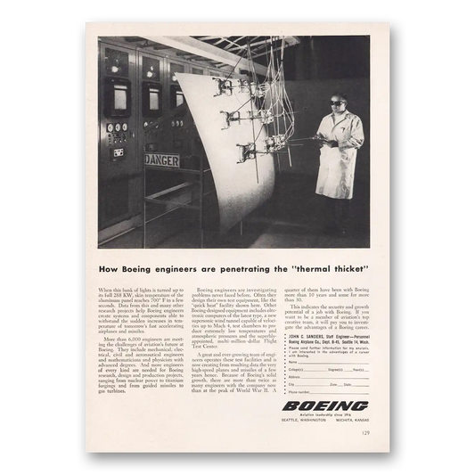 1955 Boeing Penetrating Thermal Thicket Vintage Magazine Print Ad