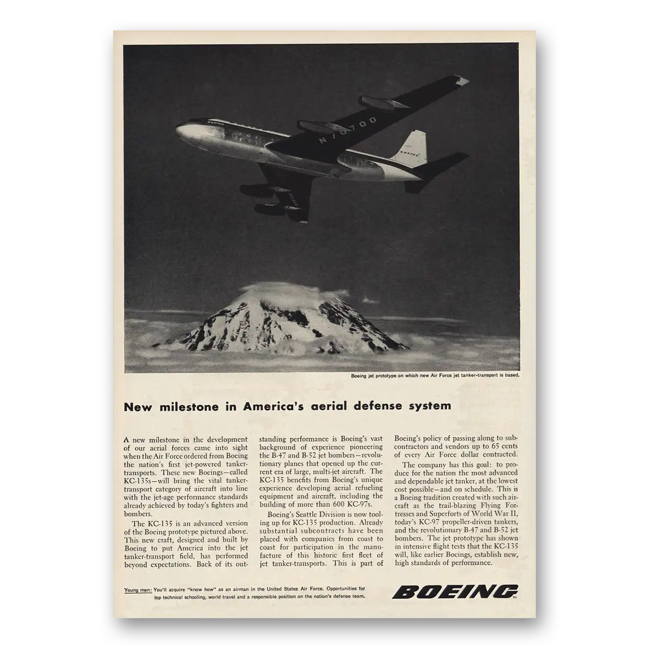 1955 Boeing Americas Aerial Defense System Vintage Magazine Print Ad