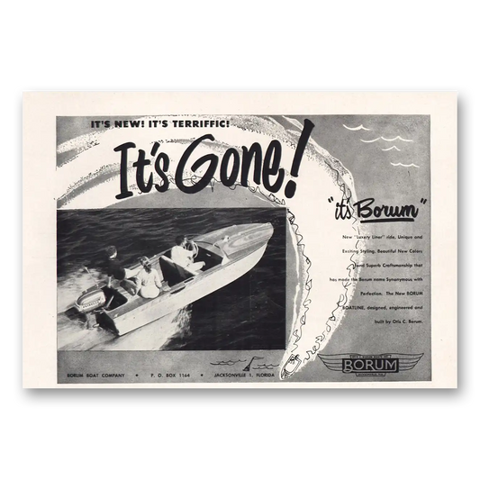 1955 Borum Boats Luxury Liner Its Gone Vintage Magazine Print Ad