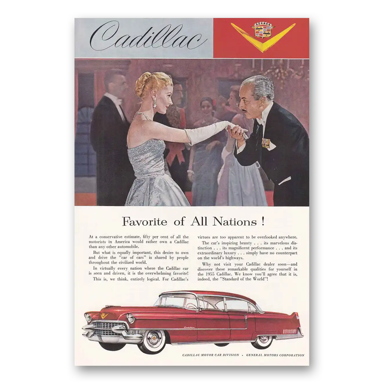 1955 Cadillac Favorite of all Nations Vintage Magazine Print Ad