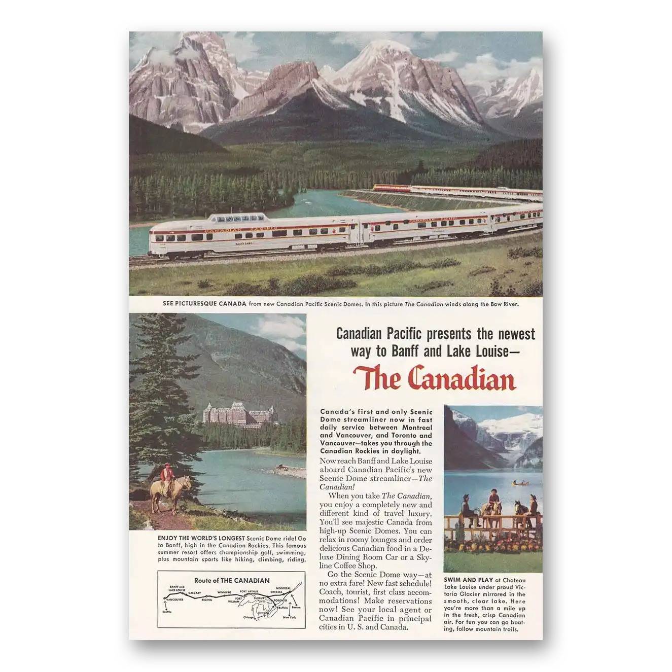 1955 Canadian Pacific Canadian Bow River Vintage Magazine Print Ad