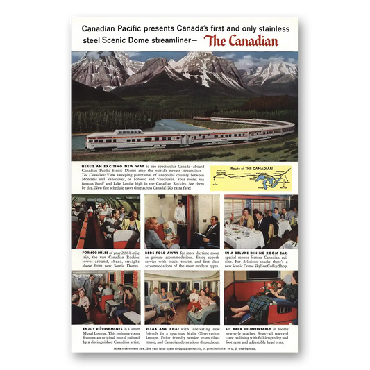 1955 Canadian Pacific Canadian Route Vintage Magazine Print Ad