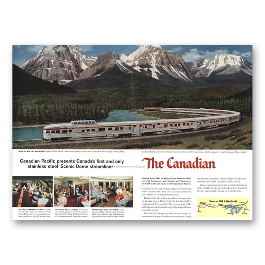 1955 Canadian Pacific Stainless Steel Scenic Dome Vintage Magazine Print Ad