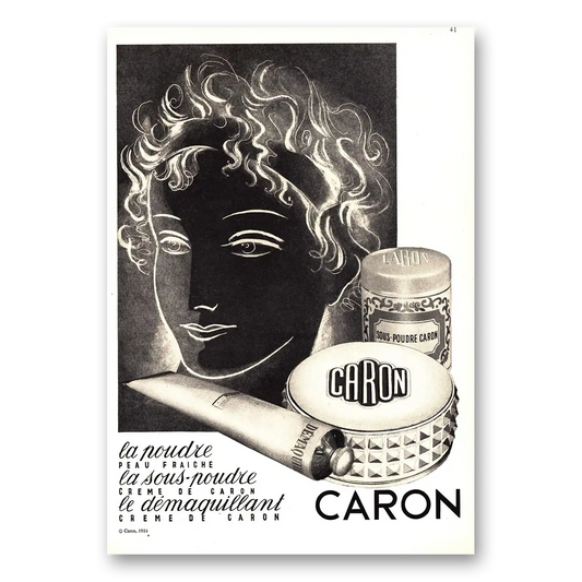 1955 Caron Perfume La Poudre Vintage Magazine Print Ad