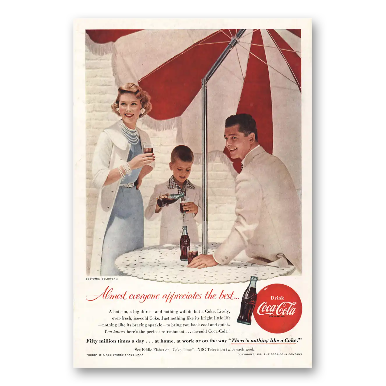 1955 Coca Cola Almost Everyone Appreciates the Best Vintage Magazine Print Ad