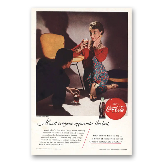 1955 Coca Cola Tina Leser Almost Everyone Appreciate Vintage Magazine Print Ad