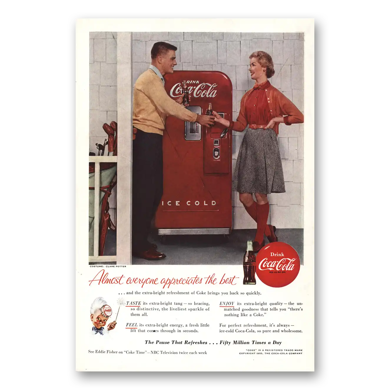 1955 Coca Cola Vending Machine Vintage Magazine Print Ad