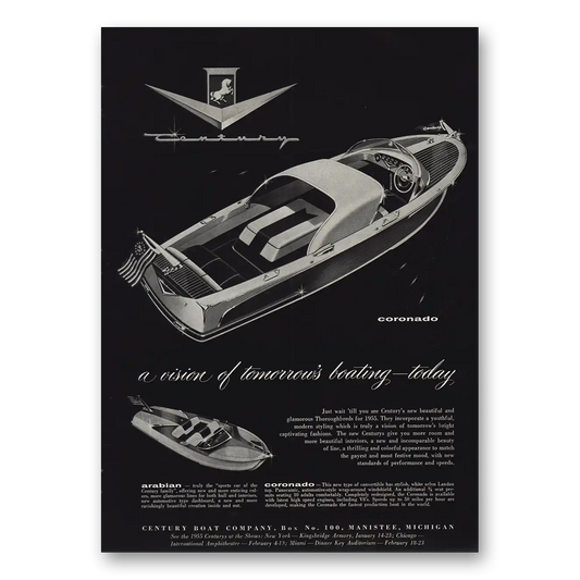 1955 Century Coronado Boat Vision of Tomorrows Boating Vintage Magazine Print Ad