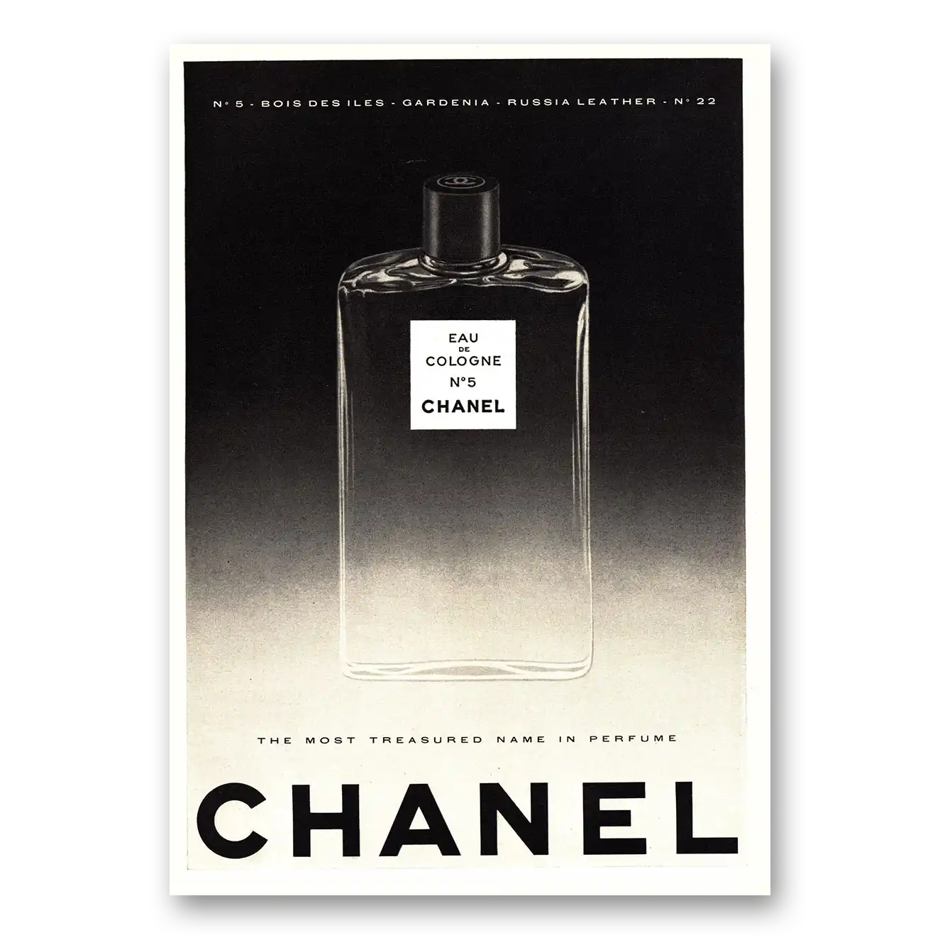 1955 Chanel No 5 Most Treasured Name in Perfume Vintage Magazine Print Ad