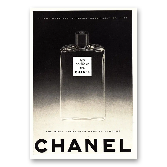 1955 Chanel No 5 Most Treasured Name in Perfume Vintage Magazine Print Ad