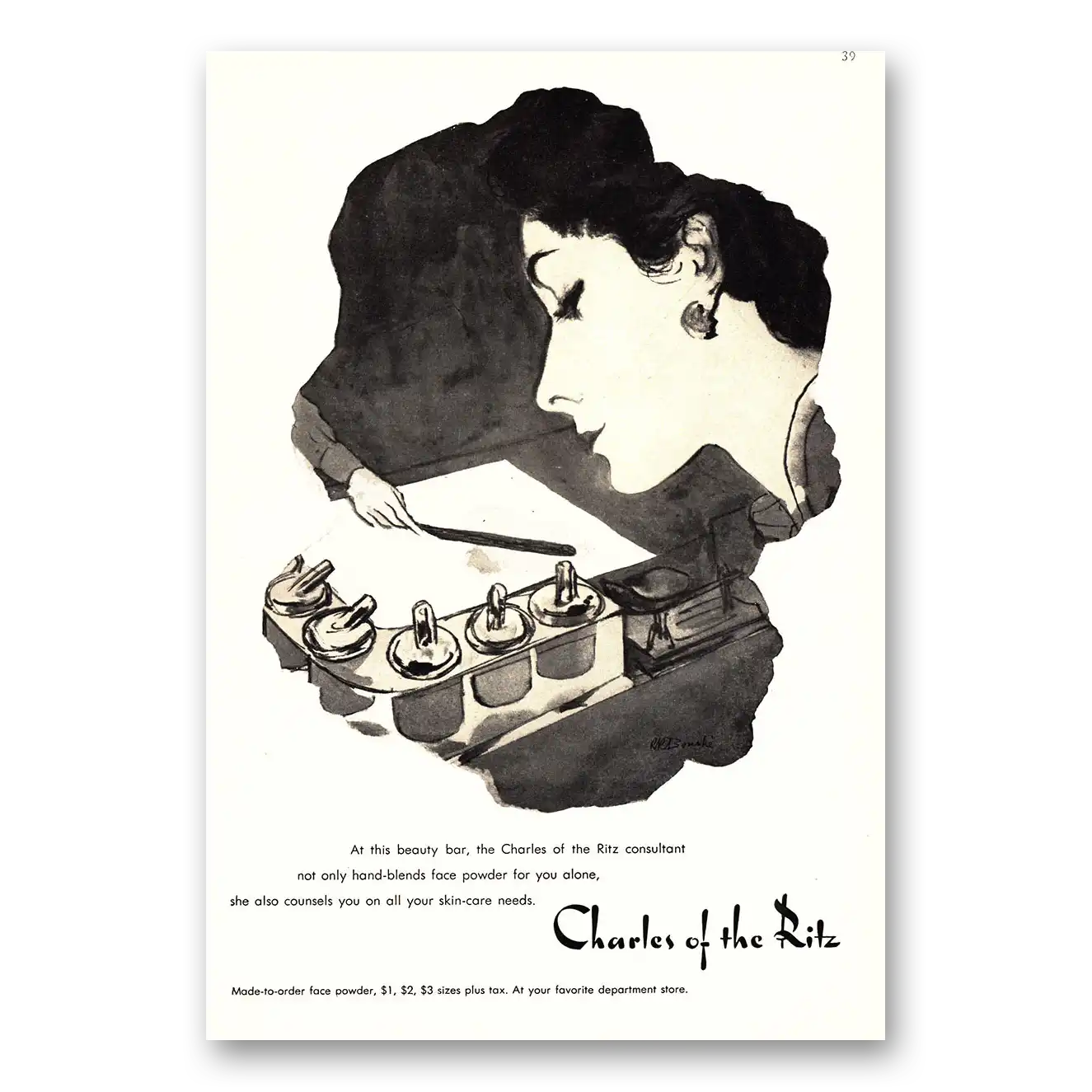 1955 Charles of the Ritz Cosmetics At This Beauty Bar Vintage Magazine Print Ad