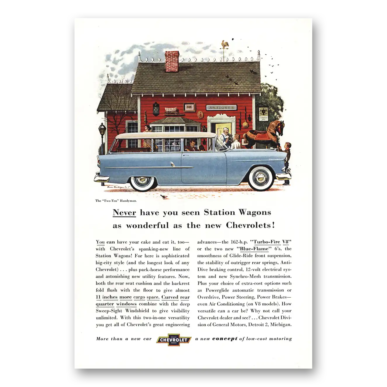 1955 Chevrolet Two Ten Handyman Station Wagon Never Have You Seen Vintage Magazine Print Ad