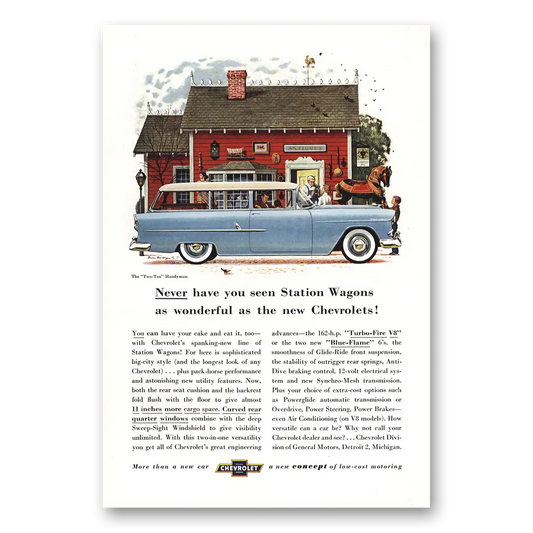 1955 Chevrolet Two Ten Handyman Station Wagon Never Have You Seen Vintage Magazine Print Ad