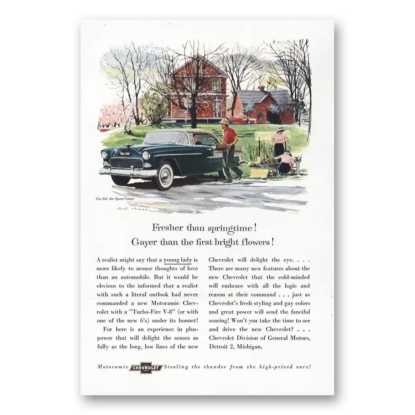 1955 Chevrolet Bel Air Fresher than Springtime Vintage Magazine Print Ad