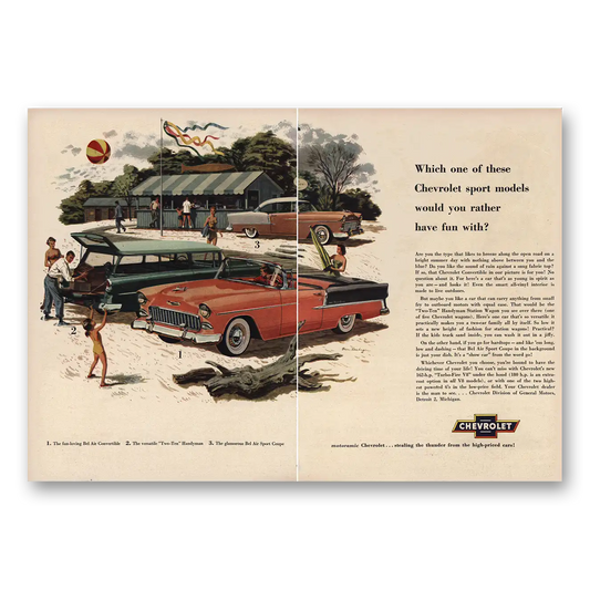 1955 Chevrolet Which One of These Sports Models Vintage Magazine Print Ad