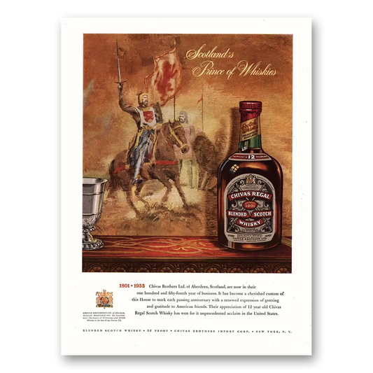 1955 Chivas Regal Scotlands Prince of Whiskies Vintage Magazine Print Ad