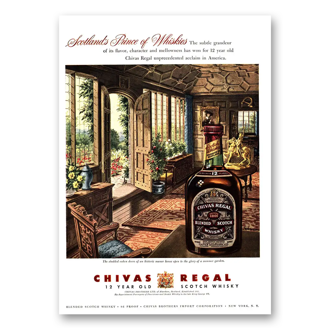 1955 Chivas Regal Scotlands Prince of Whiskies Vintage Magazine Print Ad