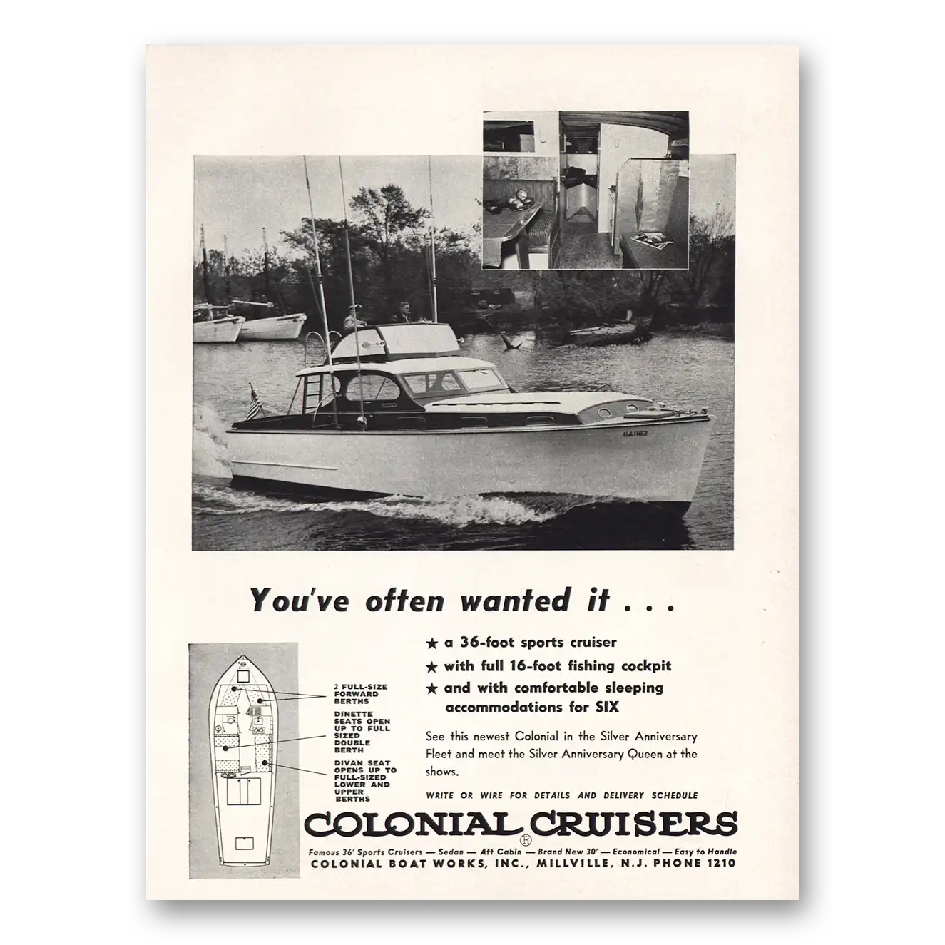 1955 Colonial Cruisers Sports Cruiser Vintage Magazine Print Ad