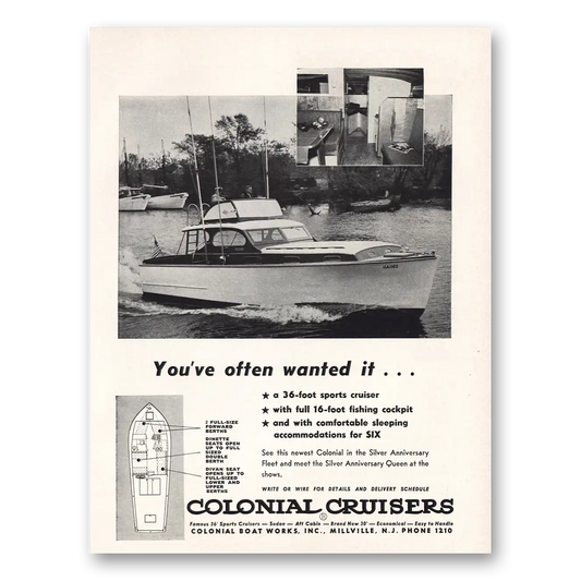 1955 Colonial Cruisers Sports Cruiser Vintage Magazine Print Ad