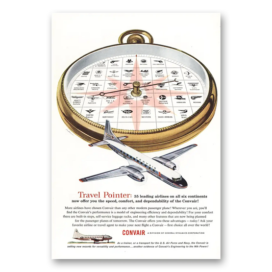 1955 Convair Travel Pointer Vintage Magazine Print Ad