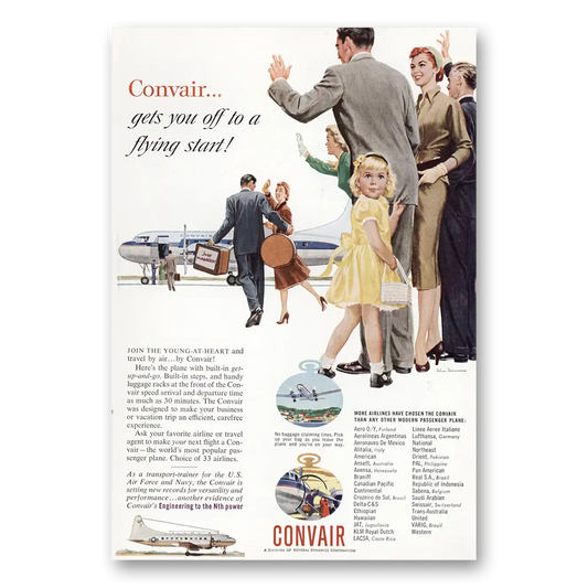 1955 Convair Gets You Off To a Flying Start Vintage Magazine Print Ad