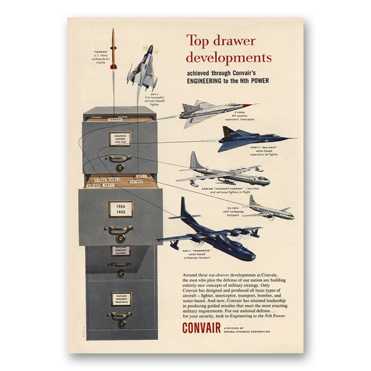 1955 Convair Top Drawer Developments Vintage Magazine Print Ad