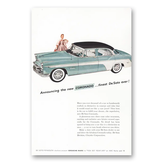 1955 DeSoto Coronado Finest DeSoto Ever Vintage Magazine Print Ad