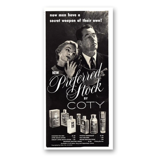 1955 Coty Perfume Preferred Stock Men Have a Secret Weapon Vintage Magazine Print Ad