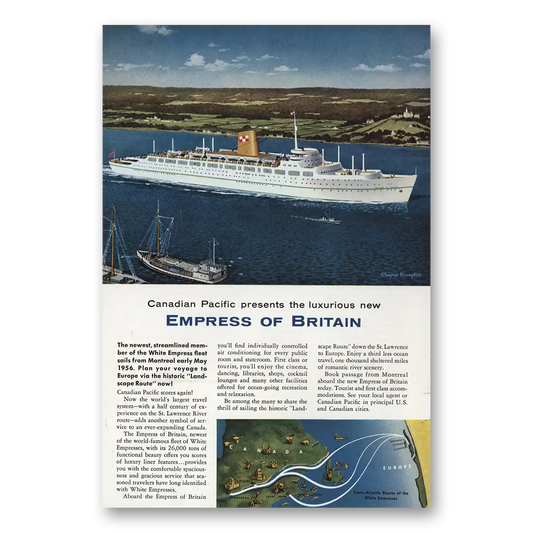 1955 Canadian Pacific Empress of Britain Vintage Magazine Print Ad