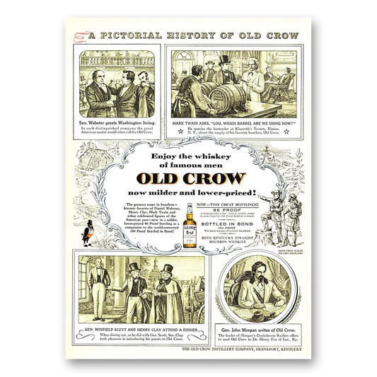 1955 Old Crow Whiskey Pictorial History of Old Crow Vintage Magazine Print Ad