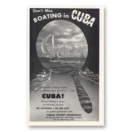 1955 Cuba Don't Miss Boating In Cuba Vintage Magazine Print Ad