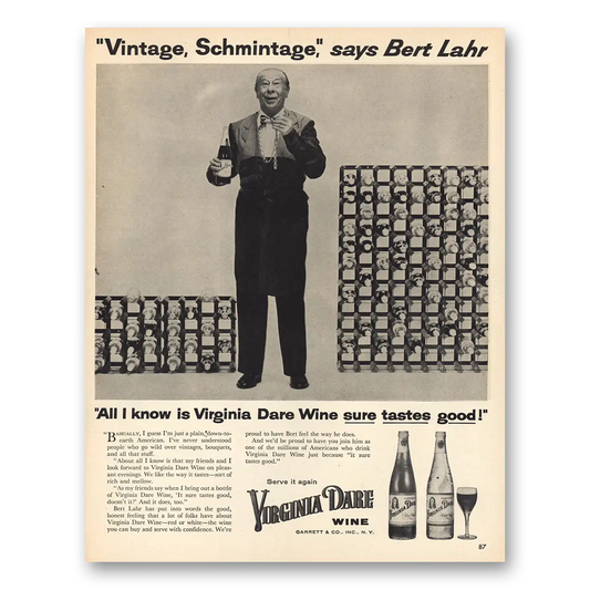 1955 Virginia Dare Wine Vintage Schmintage Bert Lahr Vintage Magazine Print Ad