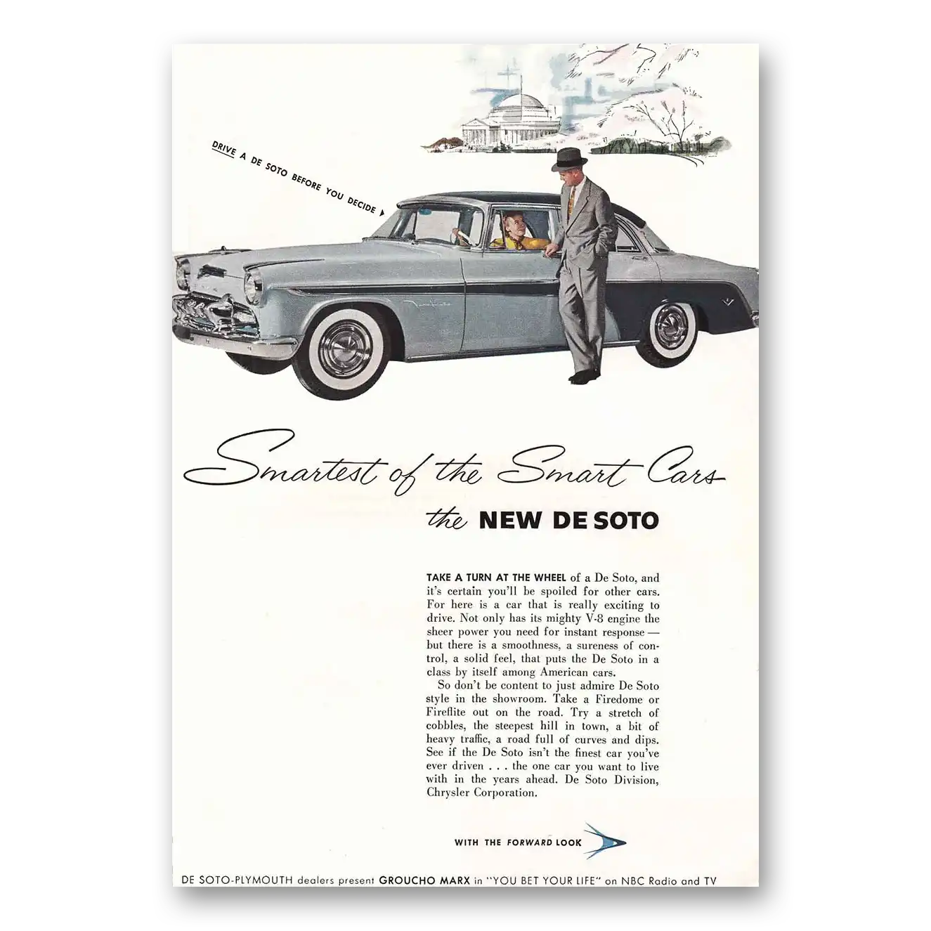 1955 DeSoto Groucho Marx Smartest of the Smart Cars Vintage Magazine Print Ad