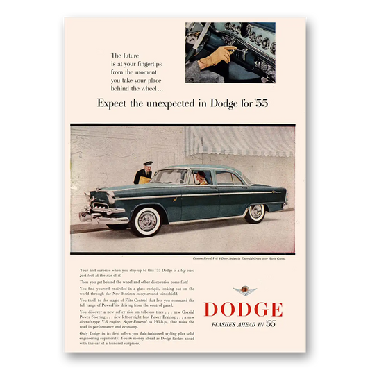 1955 Dodge Royal Sedan Future Is At Your Fingertips Vintage Magazine Print Ad