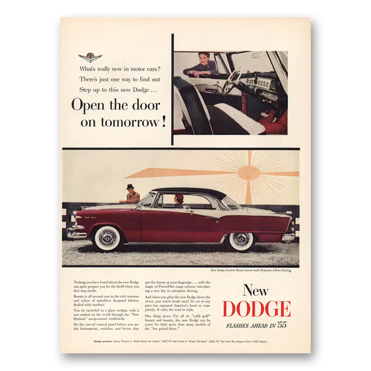 1955 Dodge Coronet Lancer Open the Door On Tomorrow Vintage Magazine Print Ad