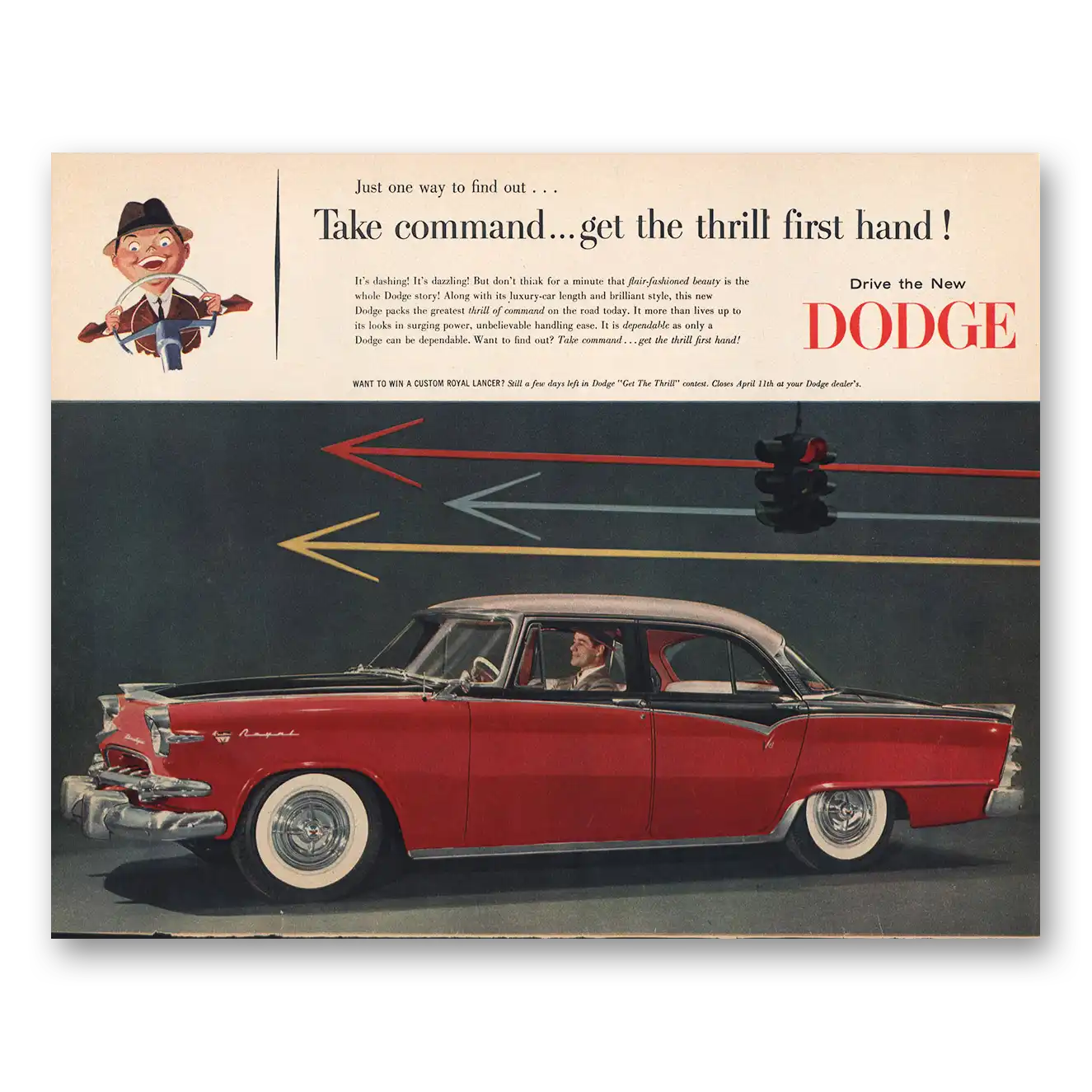 1955 Dodge Take Command Get the Thrill First Hand Vintage Magazine Print Ad