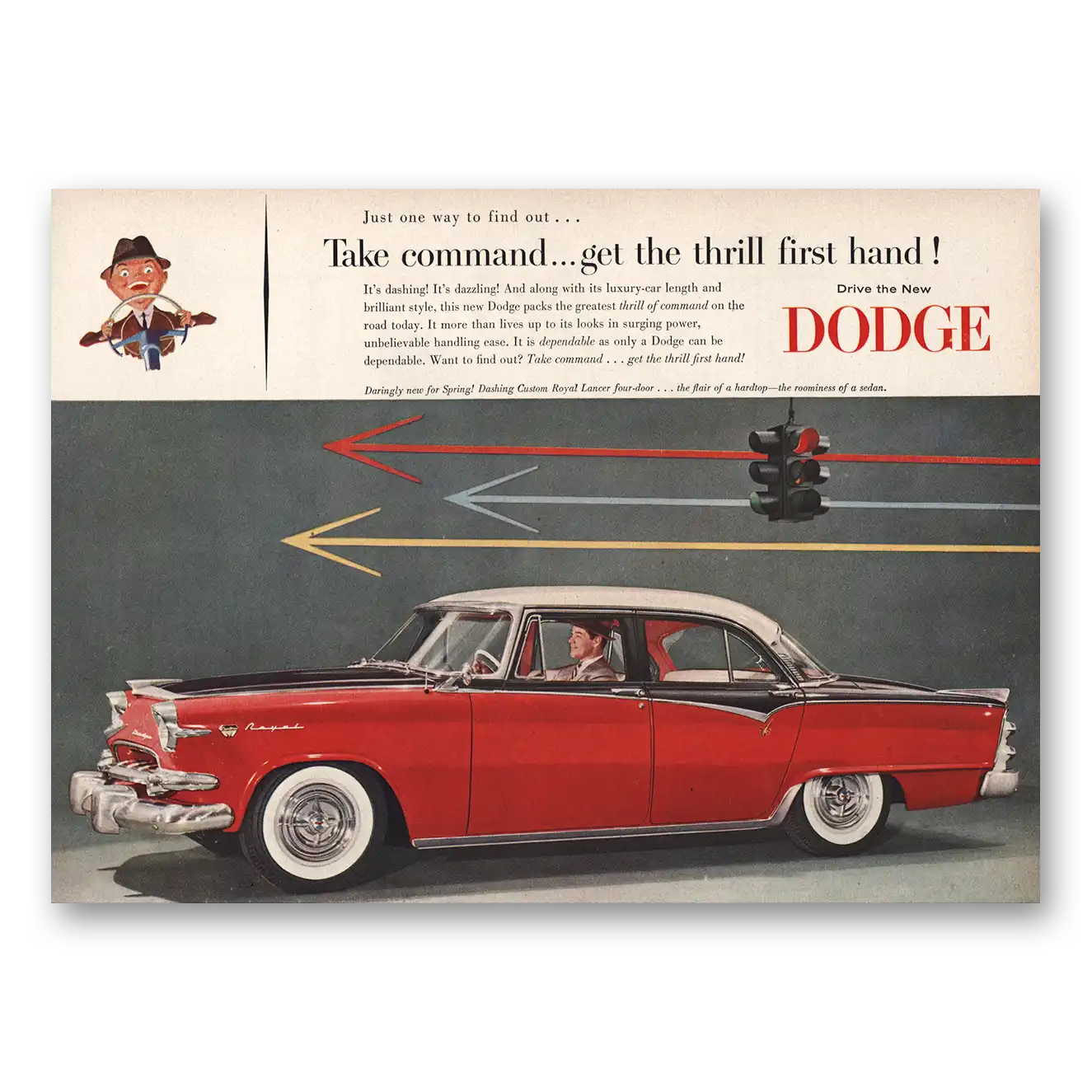 1955 Dodge Take Command Get the Thrill First Hand Vintage Magazine Print Ad