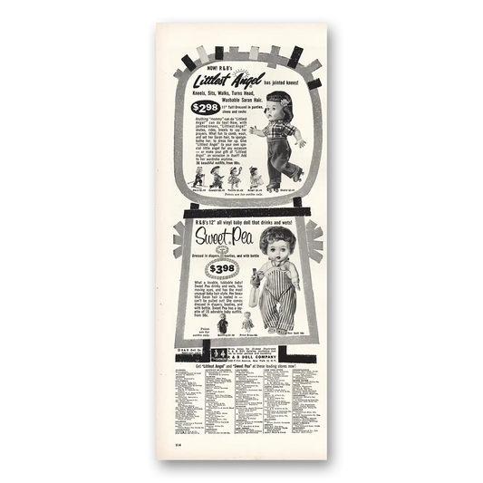 1955 R&B Doll Company Littlest Angel Sweet Pea Vintage Magazine Print Ad