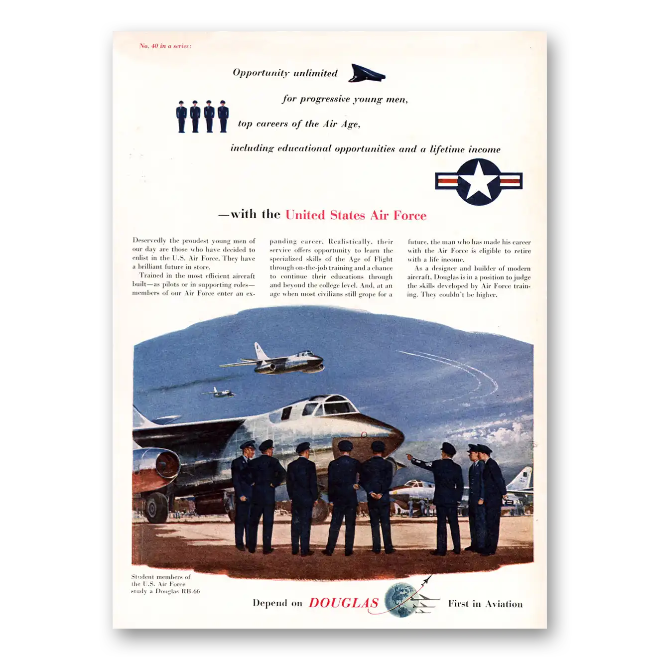 1955 Douglas United States Air Force Vintage Magazine Print Ad