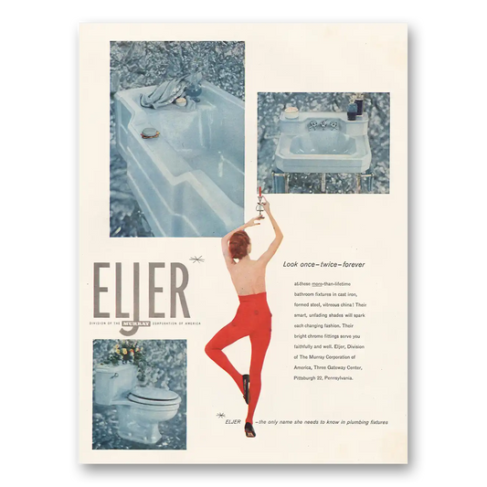 1955 Eljer Look Once Twice Forever Vintage Magazine Print Ad