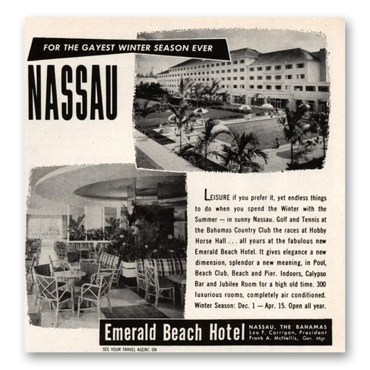 1955 Emerald Beach Hotel Nassau Bahamas Vintage Magazine Print Ad