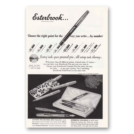 1955 Esterbrook Fountain Pen Every Inch Your Personal Pen Vintage Magazine Print Ad