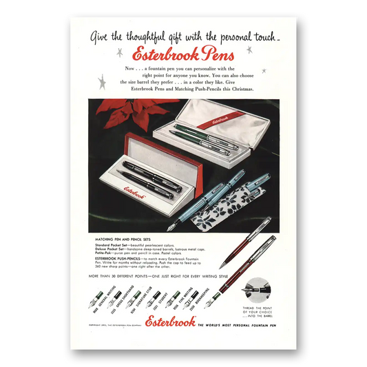 1955 Esterbrook Pen Give the Thoughtful Gift with Personal Touch Vintage Magazine Print Ad