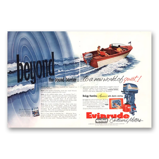 1955 Evinrude Outboard Motors Beyond the Sound Barrier Vintage Magazine Print Ad