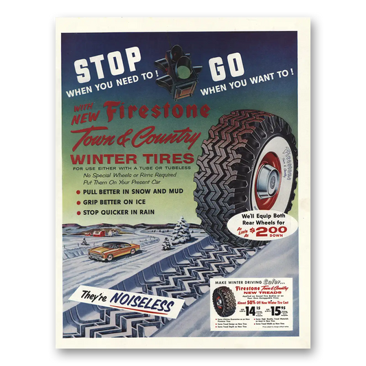 1955 Firestone Tires Stop When You Need Vintage Magazine Print Ad